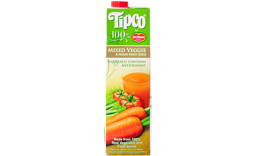 Tipco 100% Mixed Veggies and Mixed Fruit Juice