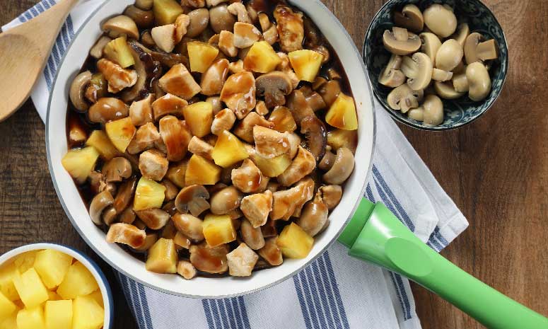 Soy-Braised Chicken, Pineapple and Mushrooms Recipe